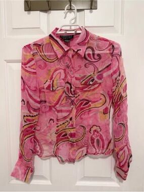 Spenser Jeremy Pink Abstract Swirl Button-Up Blouse